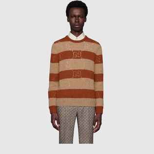 GG knit striped wool jumper