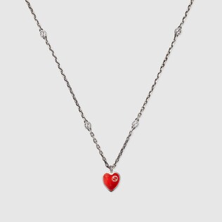 Necklace with Interlocking G enamel heart