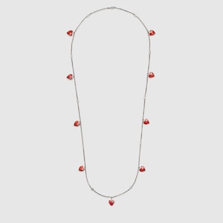 Necklace with Interlocking G enamel hearts