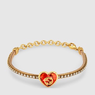 Bracelet with Interlocking G crystal heart
