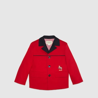 Children's gabardine jacket with Gucci cat