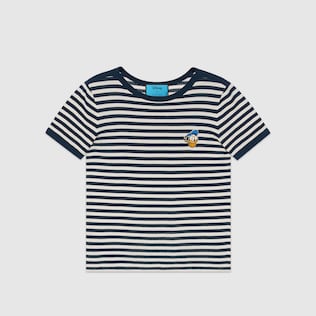 Disney x Gucci唐老鸭印花条纹T恤