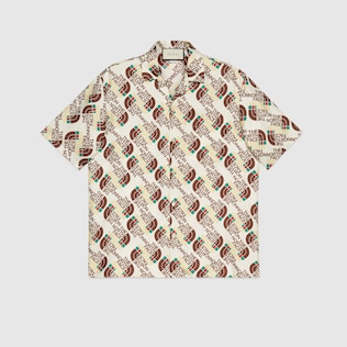 Hemd aus Seide mit The North Face x Gucci Web-Print