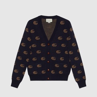 Cardigan en laine jacquard Double G