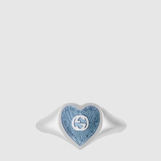 Bague avec cœur en émail GG