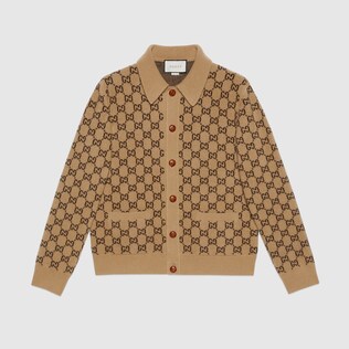 Cardigan aus Wolle mit GG Motiv
