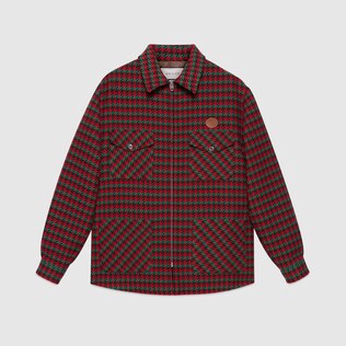 Prince of Wales zip-up wool shirt