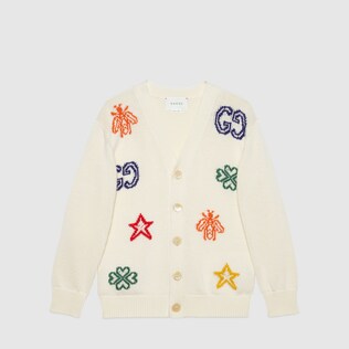 Children's cotton cardigan with symbols