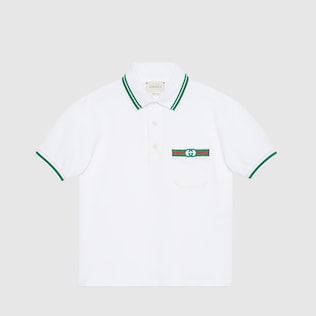Children's cotton polo with Web and Interlocking G