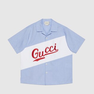 Camicia in cotone Oxford con logo Gucci