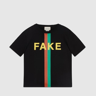 兒童'Fake/Not'印花T恤