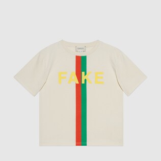 Children's 'Fake/Not' print T-shirt