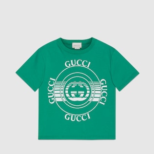 تي شيرت بطبعة القرص مع شعار Gucci للأطفال