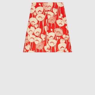 Flower print silk skirt