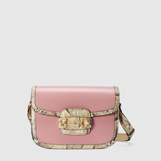Gucci 马衔扣1955系列蟒蛇皮手袋