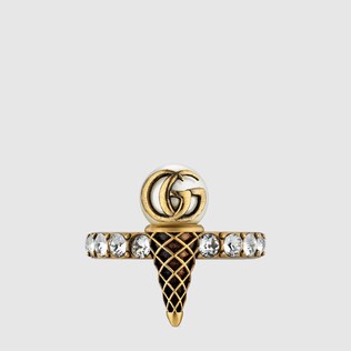 Double G ice cream ring with crystals