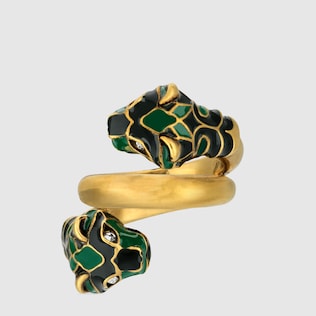 Anillo con cabeza de tigre y esmalte
