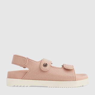 Sandalia de piel con Doble G para mujer