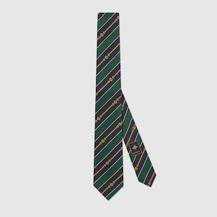 Interlocking G chain jacquard silk tie
