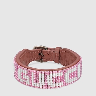 Leather beaded 'Gucci' bracelet