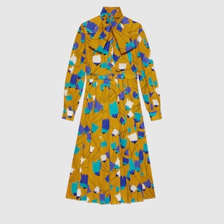 Robe en lin et coton à imprimé tulipe