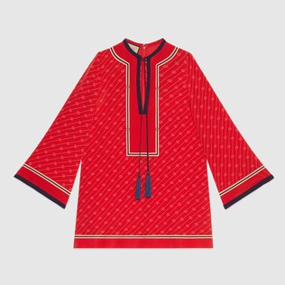 Caftan en soie à motif diagonale GG