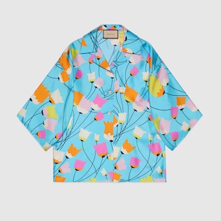 Tulip print silk shirt