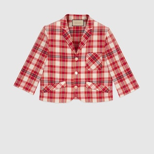 Veste à simple boutonnage en coton à motif tartan