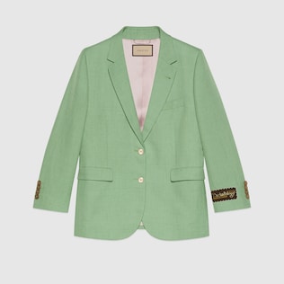 Veste à simple boutonnage en viscose et lin