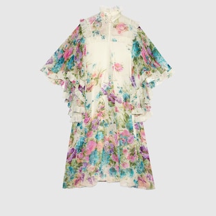 Kleid aus Seide mit Blumen-Print