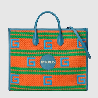 Mykonos striped tote bag