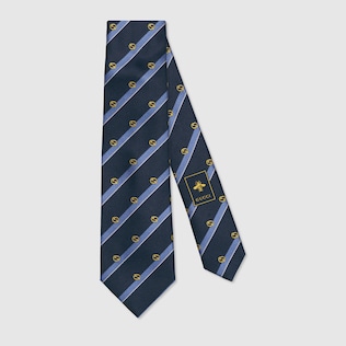 Corbata de seda a rayas con GG