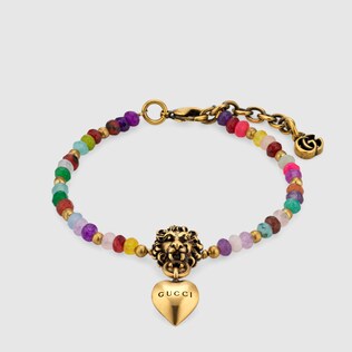 Lion head beaded bracelet with heart