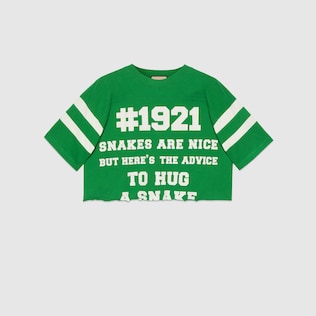 Gucci 1921“To Hug a Snake”印花短款T恤