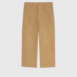 Cotton canvas trousers with Gucci cat