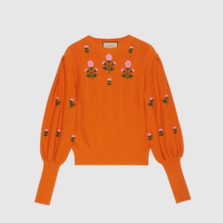 Floral wool and cotton knit