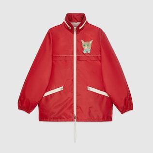 Canvas jacket with Gucci cat