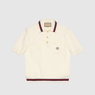 Cotton knit polo jumper with Web