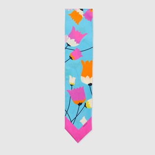 Tulip print silk neck bow