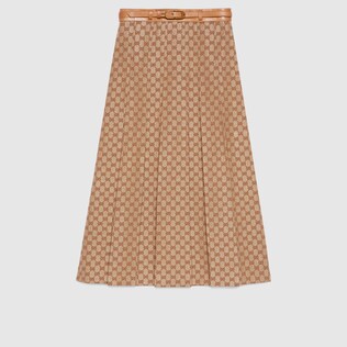GG linen canvas pleated skirt