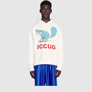 Sweatshirt with ICCUG animal print by Freya Hartas
