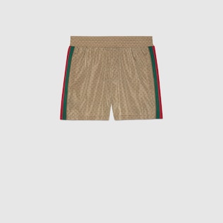 Waterproof nylon swim shorts with GG