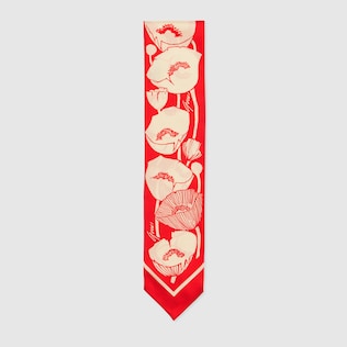 Halsschleife aus Seide mit Mohnblumen-Print