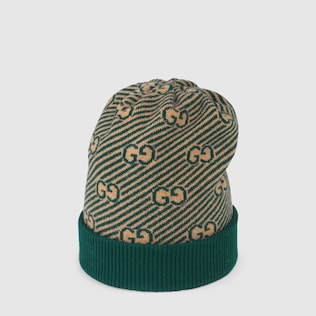 Children's diagonal GG wool hat