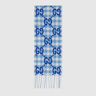 Children's check wool scarf
