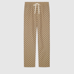 GG canvas trousers with leather Interlocking G