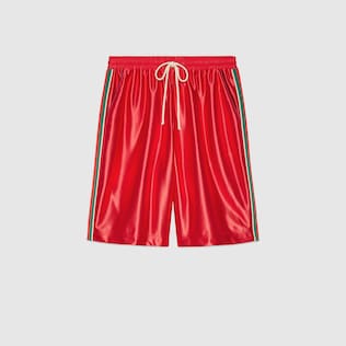 Shiny jersey shorts with Web
