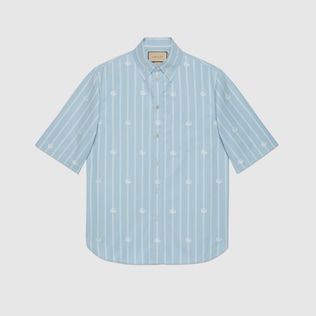 Camicia squadrata in cotone a righe GG