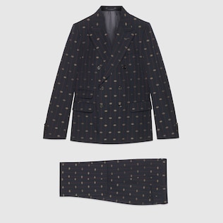 Interlocking G stripe wool suit