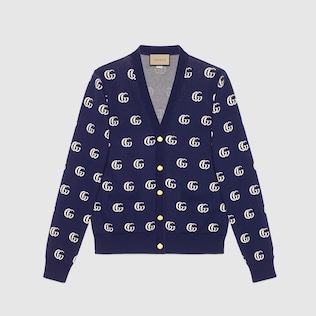 Cardigan en maille de coton jacquard GG